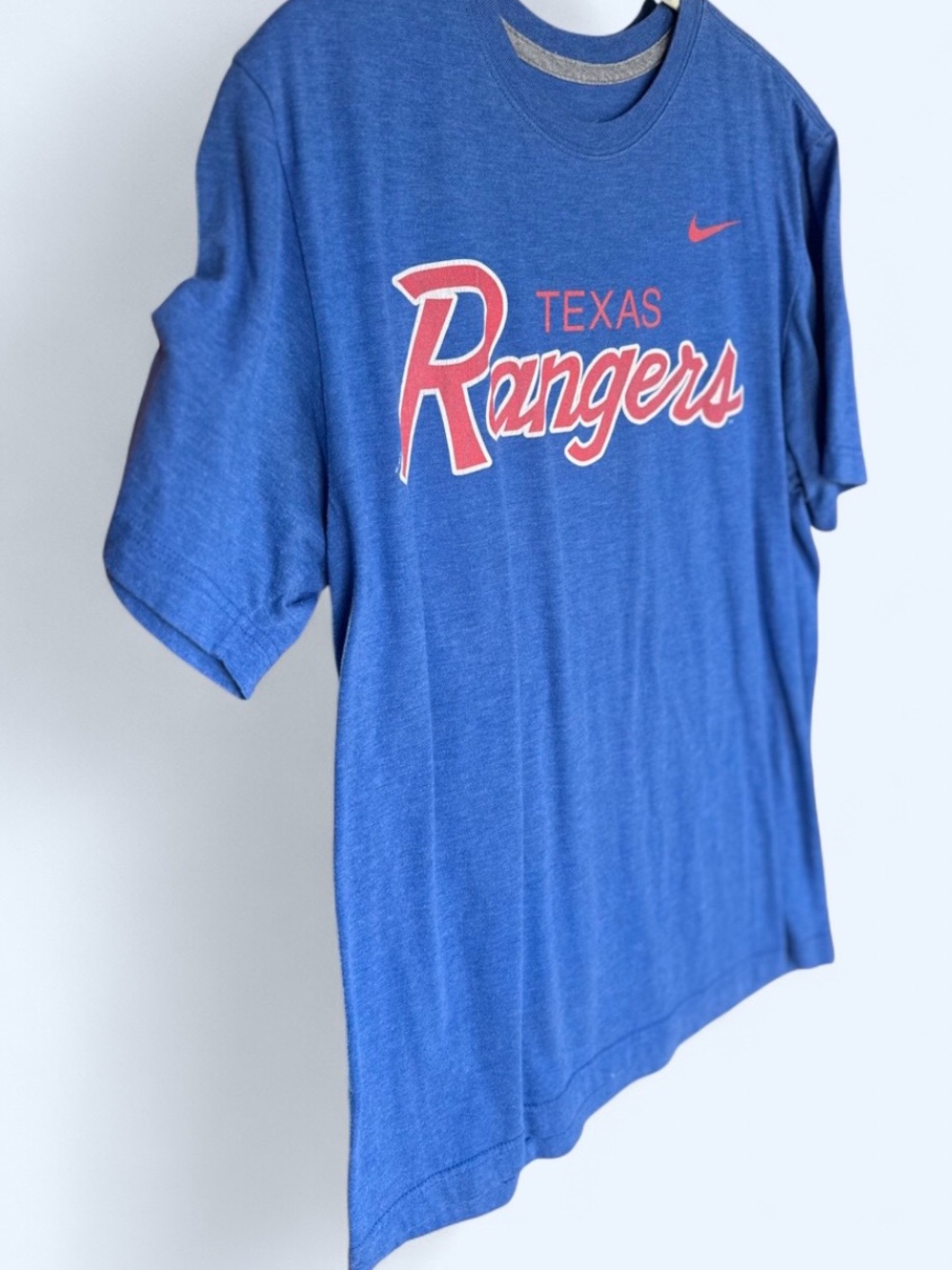 Nike Blue Texas Rangers Tee with Red Script - Picture 2 of 2